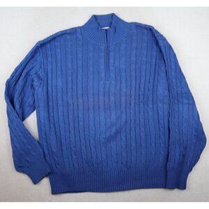 SLAZENGER GOLF COLLECTION BLUE 1/4 ZIP CABLE KNIT PULLOVER SWEATER - L - FLAW